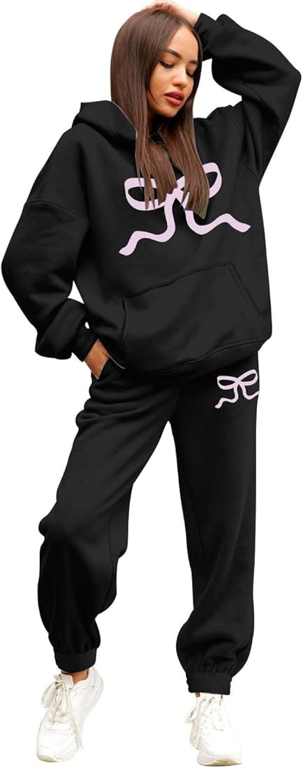 Sweatsuits For Women Set 2 Piece Hoodie Fall Long Sleeve Pullover And Long Pants Lounge Sets Over... | Amazon (US)