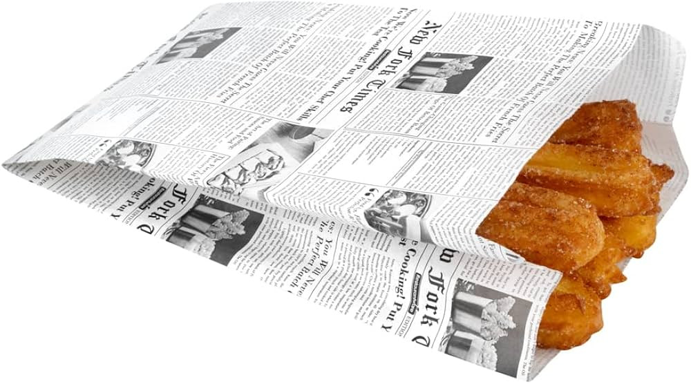 Restaurantware Bag Tek Newsprint Paper French Fry/Snack Bag - 5" x 3" x 8 3/4" - 100 count box | Amazon (US)