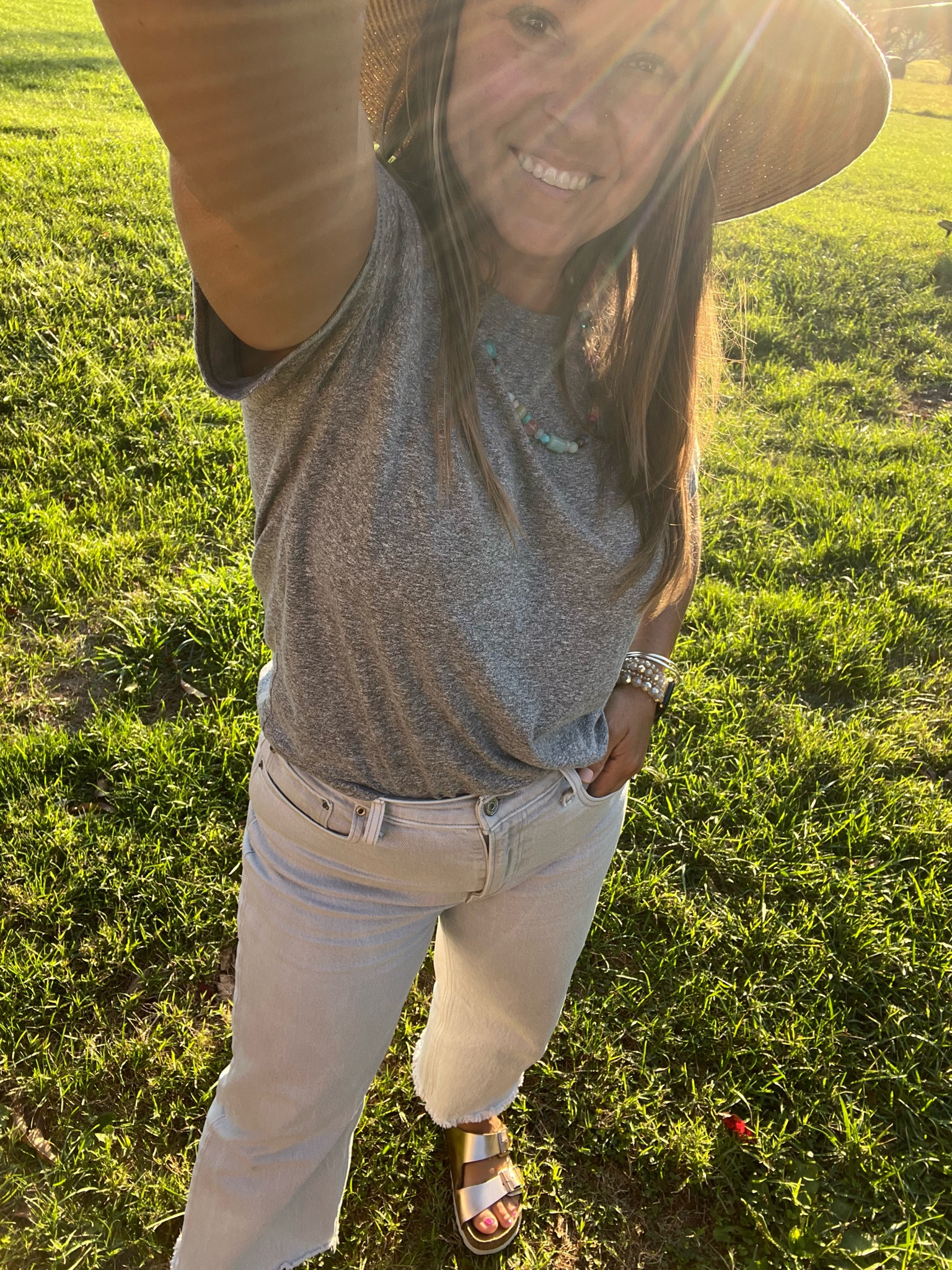 Monochrome Moment : I have these jeans in 3 colors and want/need more! I’m petite so I did a raw cut to shorten them. This Walmart tee is no longer available, but I linked similar styles. My Birkenstock sandals are a wardrobe staple. I can’t say enough good things about this hat. I always keep a backup on hand  

#LTKFindsUnder50 #LTKFindsUnder100 #LTKOver40