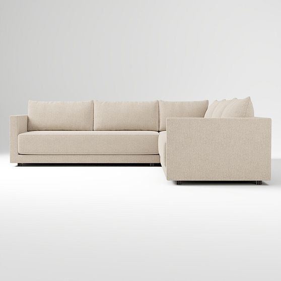 Melbourne 2.5-Seat Sofa Bench 3-Piece Corner Sectional, Performance Coastal Linen Sand | West Elm (US)