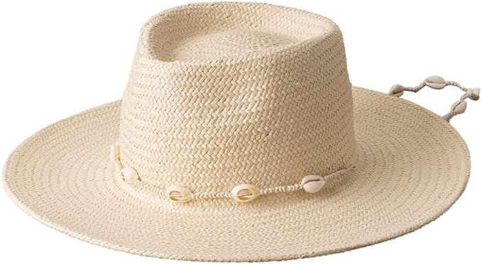 Seashells Beaded Beach Hats with Chain for Women Fashion Straw Woven Fedora Sun Summer Holidaty P... | Amazon (US)