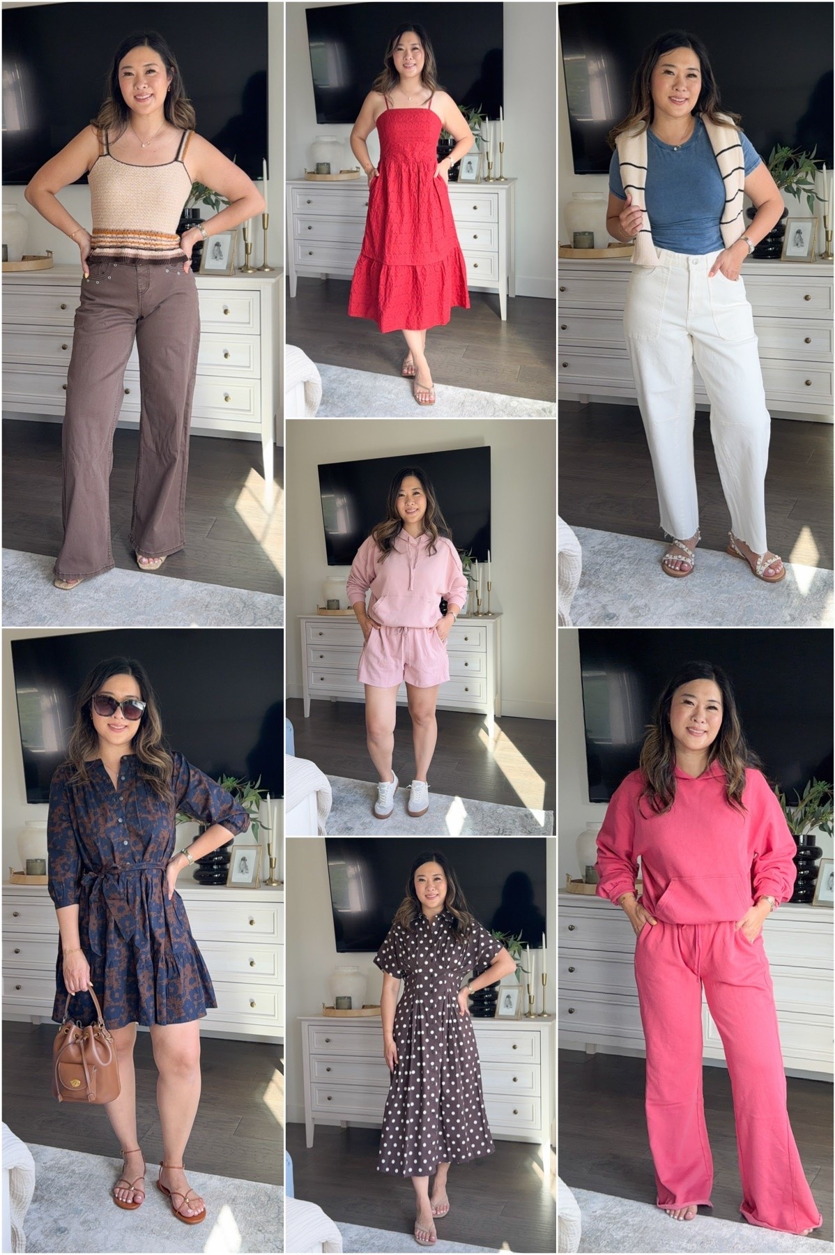 Walmart new arrivals // fall transition

Tank: Small
Brown Jeans: 8
Navy Floral Dress: Small
Red Dress: Small
Pink Hoodie and Shorts: Large
Polka Dot Dress: 6
Blue Tee: Medium
Barrel Jeans: 6
Pink Hoodie: Medium
Pink Pants: Medium

#LTKootd #LTKSeasonal #LTKOver40