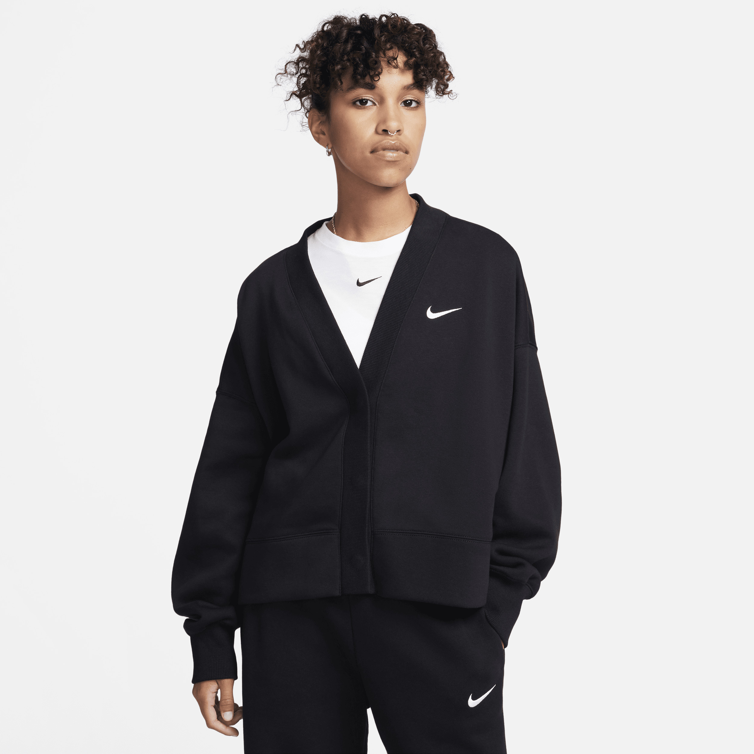 Women's Nike Sportswear Phoenix Fleece Over-Oversized Cardigan in Black | FB8772-010 | Nike (US)