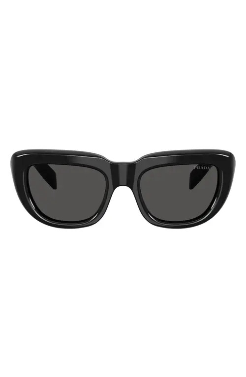 Prada 54mm Rectangular Sunglasses in Black/dark Grey at Nordstrom | Nordstrom