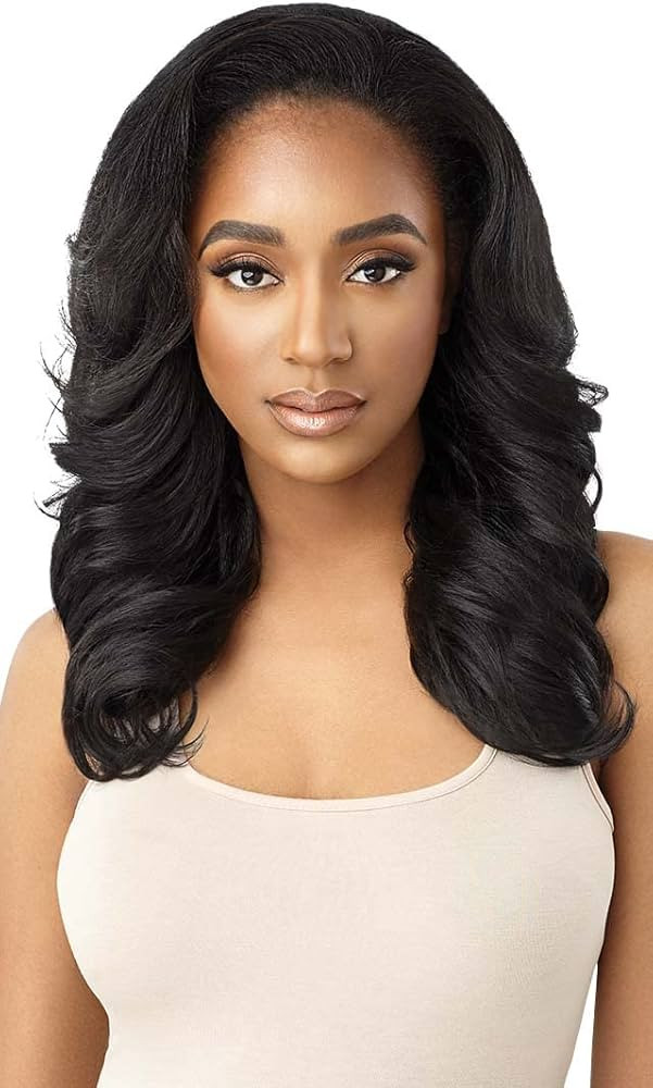 Outre Synthetic Quick Weave Wig - Neesha H305 (Color:1B Off Black) | Amazon (UK)