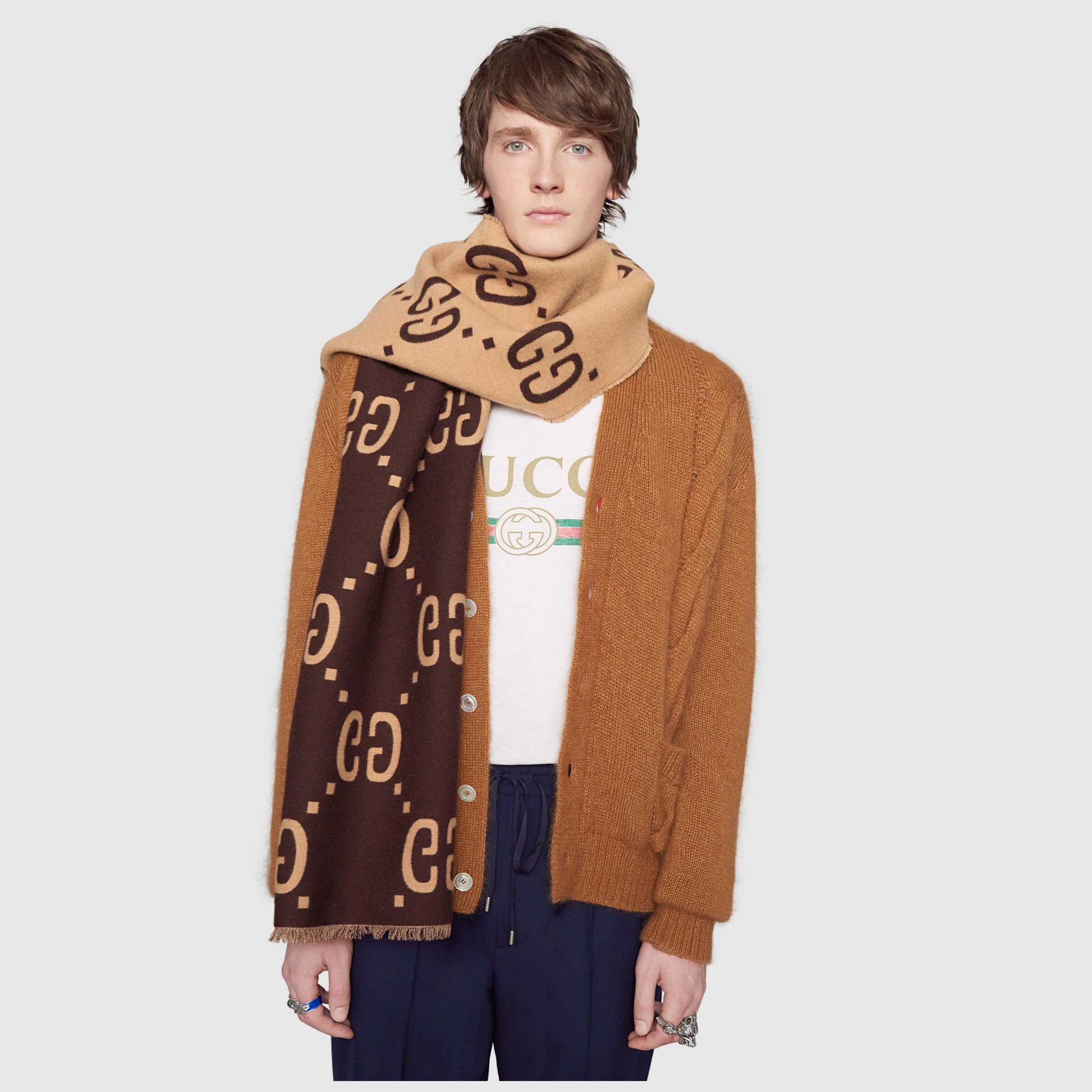 Gucci GG jacquard wool silk scarf | Gucci (CA)