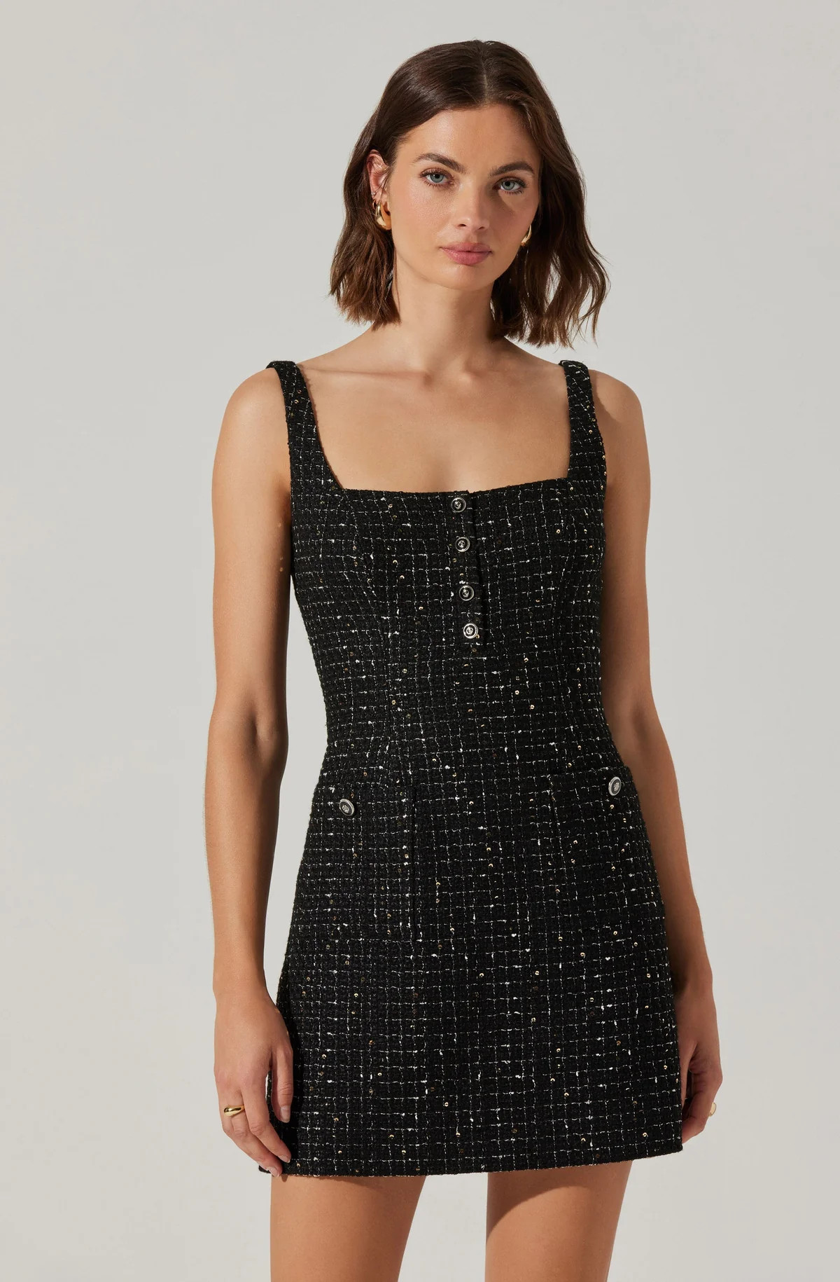 Deanna Tweed Mini Dress - Black / XS | ASTR The Label (US)