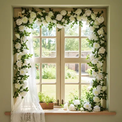 5.6 Ft Artificial Flower Garland, Rose Vine Decoration, Faux Vine Silk Flower Hanging Rose Garland, Suitable For Wedding Arches, Garden Backdrops, Eng | Wayfair North America