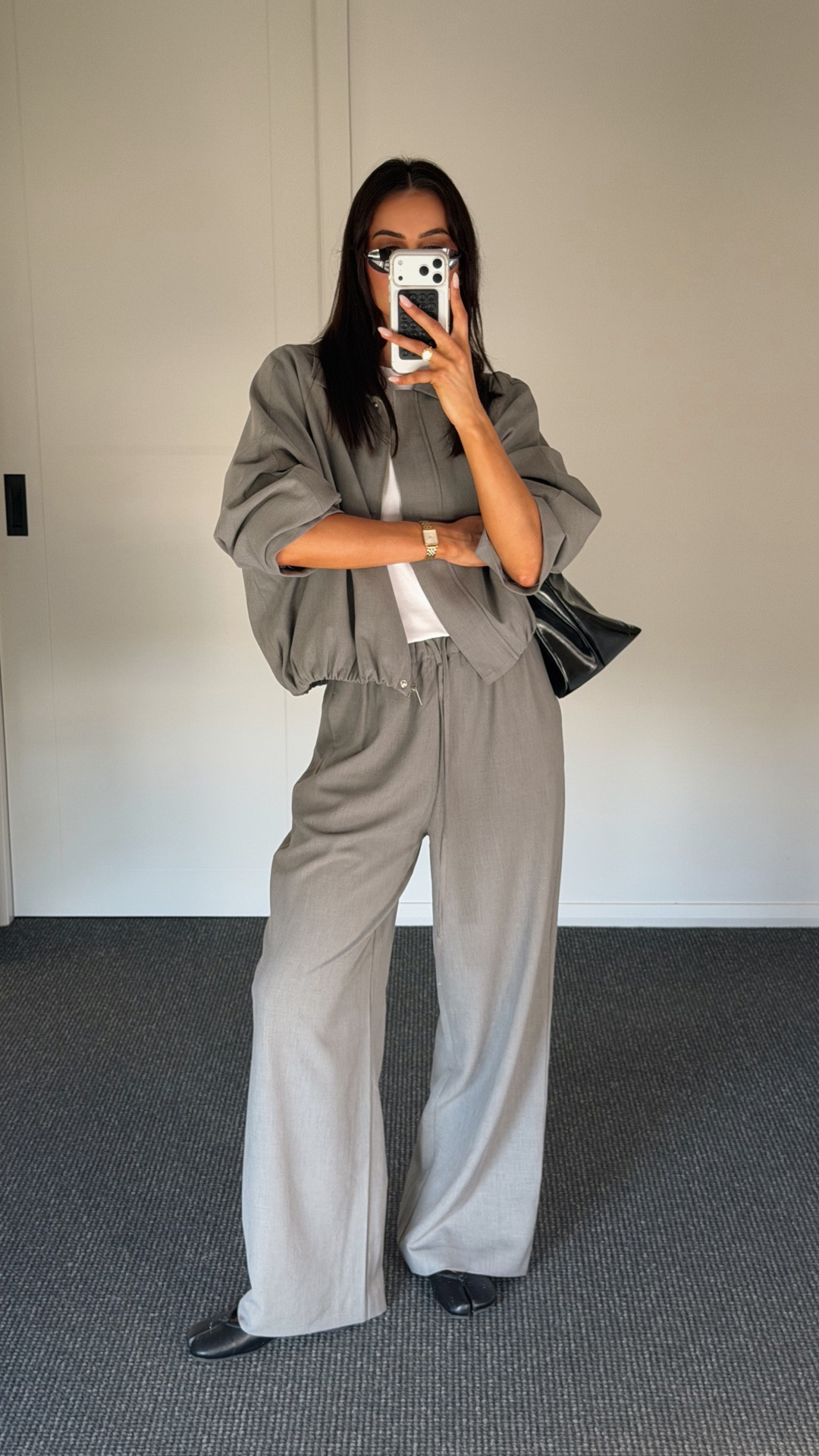 A matching set is always the answer!! Grey bomber jacket grey wide leg pant. I have sized up to a 10 in the pant for length!

#LTKaustralia #LTKwinter #LTKstyletip