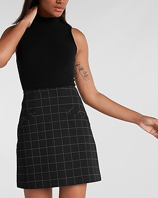 Super High Waisted Windowpane Mini Skirt | Express