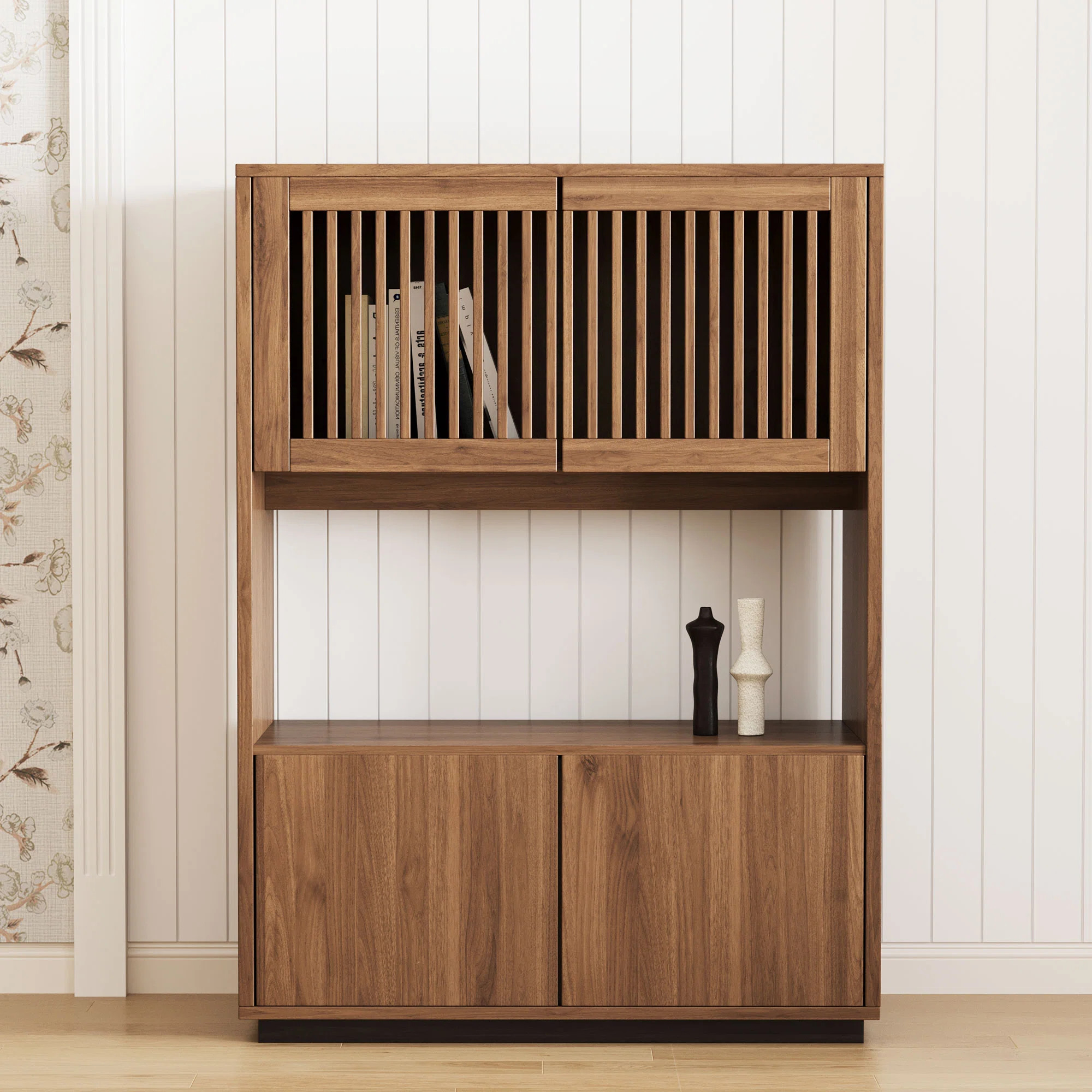 Roanoke 33.46in Double-door Storage Cabinet With External Storage Shelves | Wayfair North America