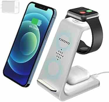 Wireless Charger Stand, CIYOYO 3 in 1 Fast Wireless Charging Station Dock for iPhone 12/12 Pro/12... | Amazon (US)
