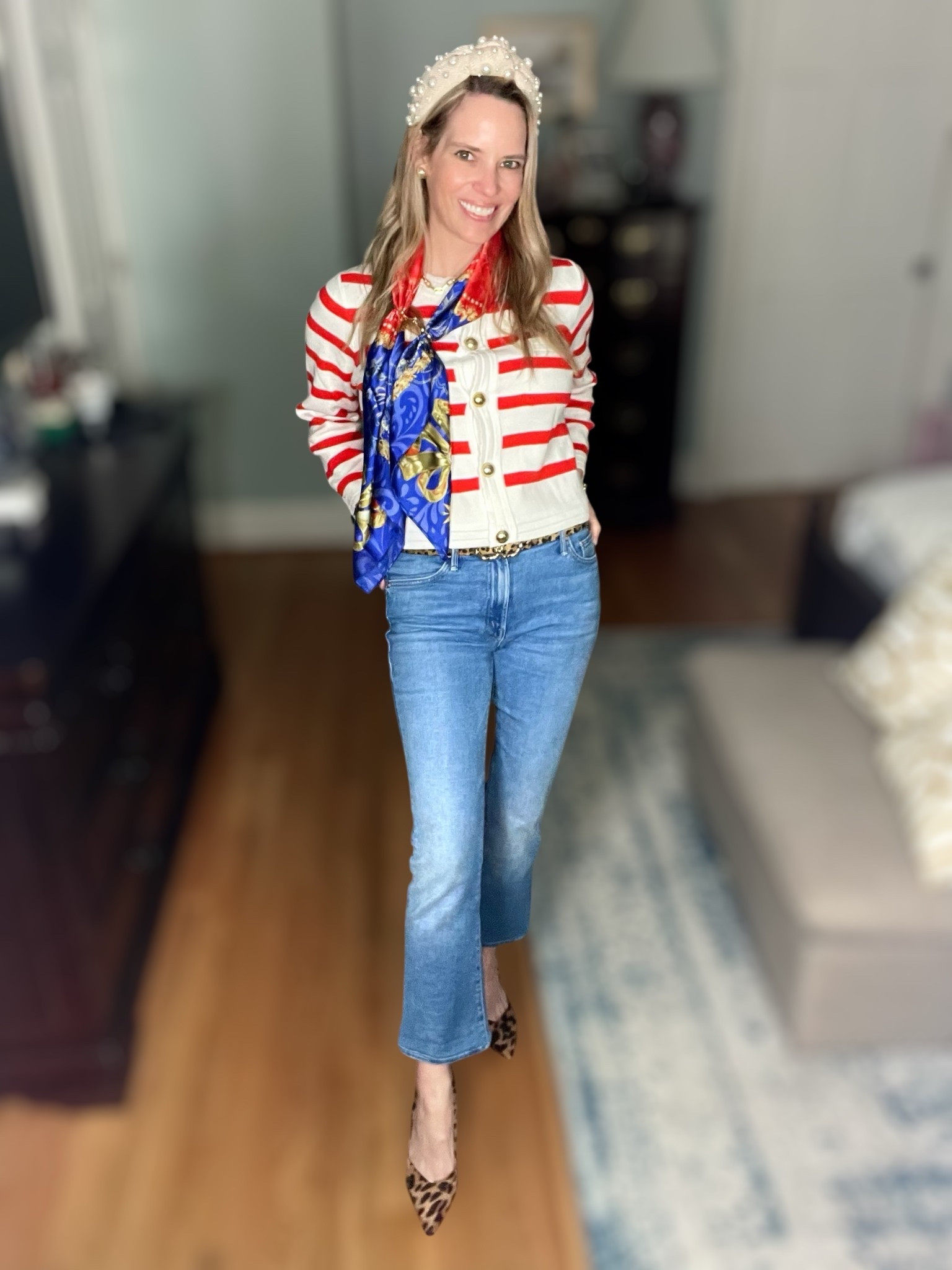 🎉 Use code PREPPYREBEL for 10% off my Melinda Maria jewelry! ✨

Classic coastal meets French-girl chic in this under-$12 Walmart find! 🧡 This Free Assembly striped cardigan in Bright Tomato Stripe is giving serious designer vibes with its gold buttons and timeless bateau stripe—perfect for layering or wearing as a standalone top. I’m wearing a size S for a slightly relaxed fit. Paired it with my go-to Mother Denim jeans in size 25P, leopard heels for a playful twist, and a vintage DAR silk scarf—I’ve linked a similar bold option to recreate the look. 👖🧣

Topped it all off with statement Melinda Maria jewelry (don’t forget code PREPPYREBEL 💎), a pearl headband, and tortoiseshell sunglasses. A polished, patriotic-inspired outfit for brunch, sightseeing, or museum strolls 🇺🇸🐚

👜 My structured crossbody is genuine leather and under $50 too!


#LTKFindsUnder50 #LTKPetite #LTKFindsUnder100
