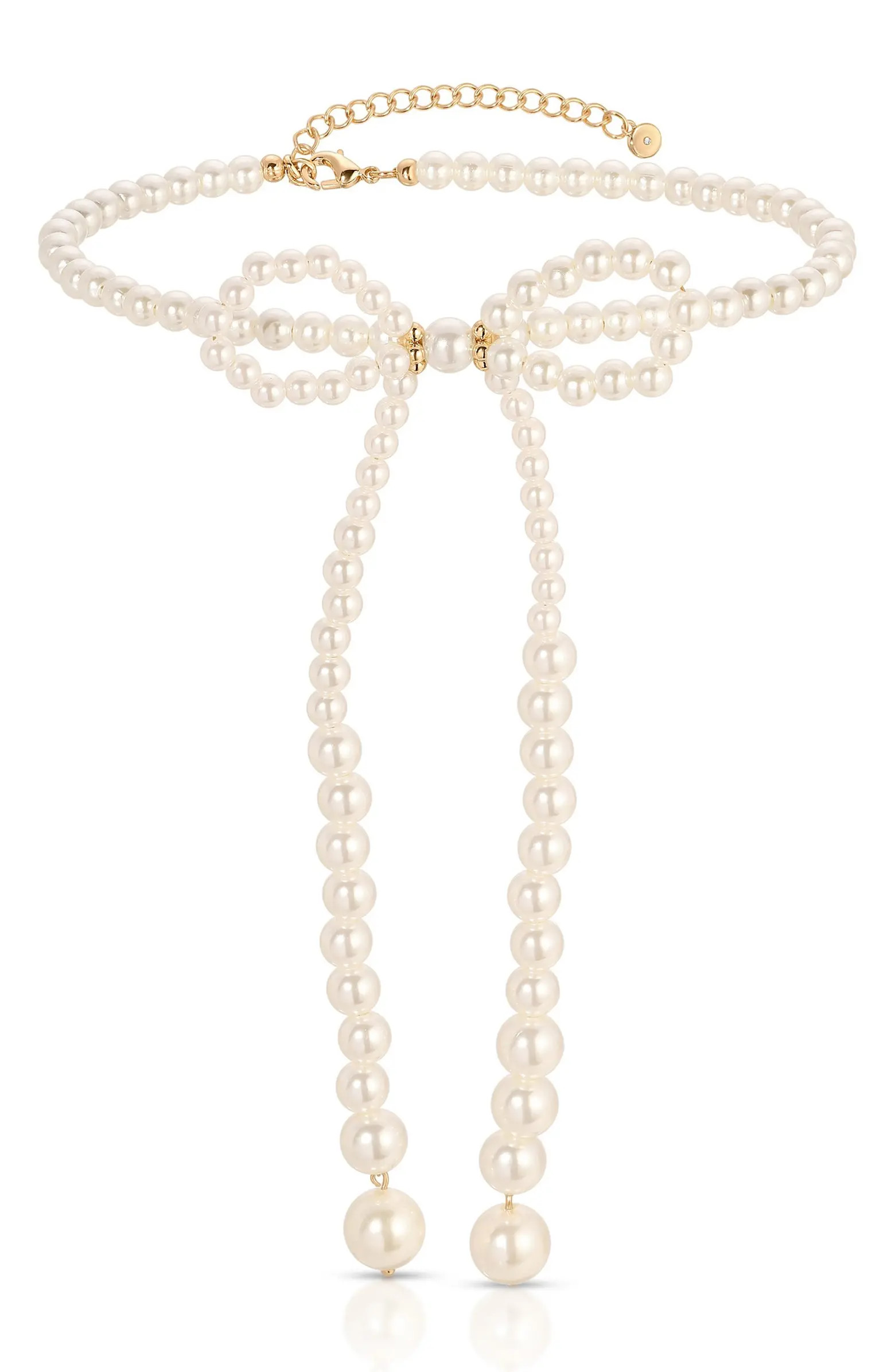 Faux Pearl Bow Choker Necklace | Nordstrom