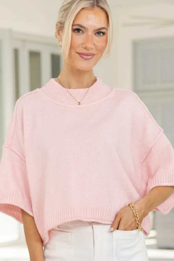 Cozy Horizon Pink S/S Sweater | The Mint Julep Boutique