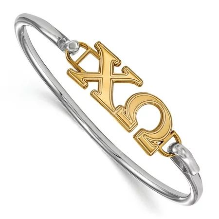 925 Sterling Silver Yellow Gold-Plated Official Chi Omega Hook and Clasp Bangle Cuff Bracelet 8 (Wid | Walmart (US)