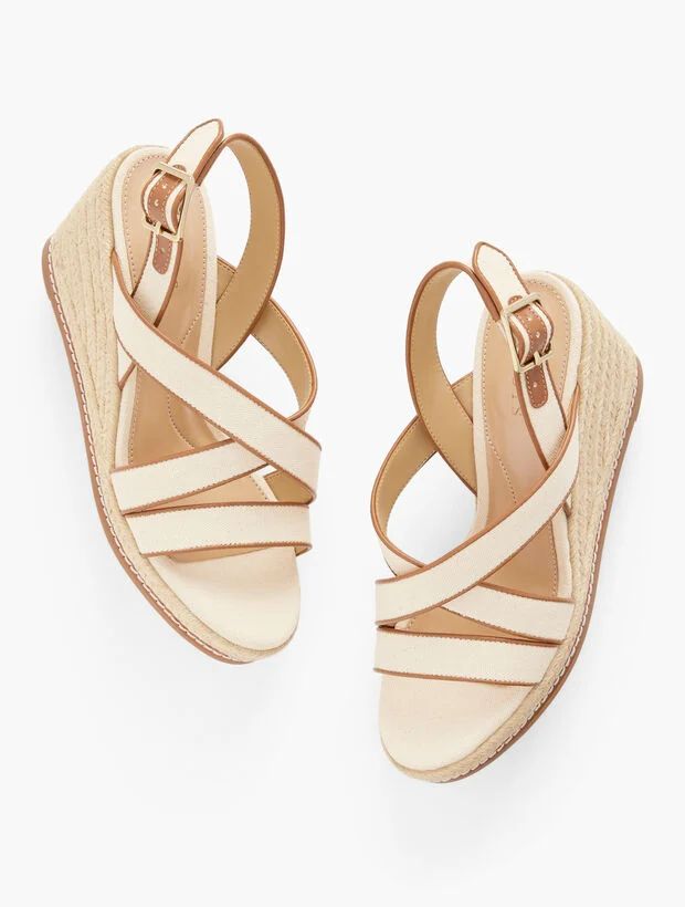 Saylor Strappy Canvas Espadrille Wedges | Talbots