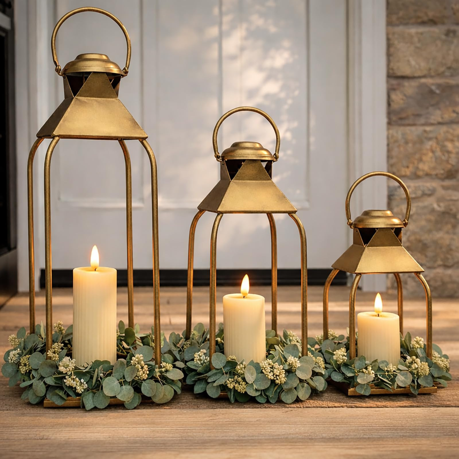 Decorative Metal Lanterns Indoor Outdoor, Candle Holder for Porch, Patio, Fireplace, Floor, Weddi... | Amazon (US)