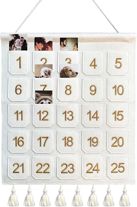 Christmas Countdown Advent Calendar with Pockets,Christmas Picture Countdown Board,Photo Advent C... | Amazon (US)