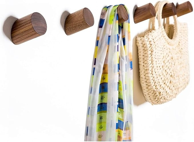 Wall Hooks, Felidio Natural Wood Coat Hooks Wall Mounted (Pack of 2pcs) - Rustic Wall Coat Rack H... | Amazon (US)