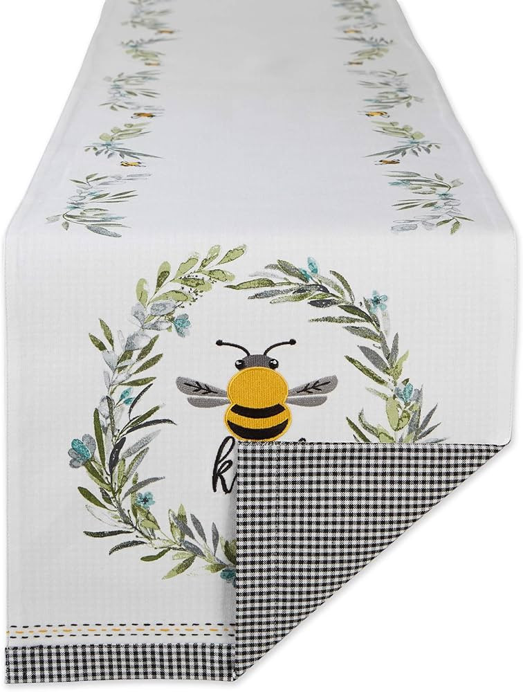 DII Bumblebee Checkered Kitchen Collection, Reversible Table Runner, 14x108, Bee Kind Gingham | Amazon (US)