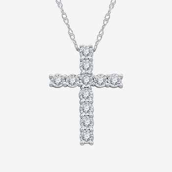 YES PLEASE! Womens 1/10 CT. T.W. Genuine Diamond Sterling Silver Cross Pendant Necklace | JCPenney