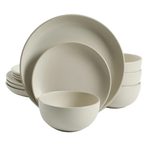 Better Homes & Gardens Zuri Matte 12-Piece Dinnerware Set, Cream - Walmart.com | Walmart (US)