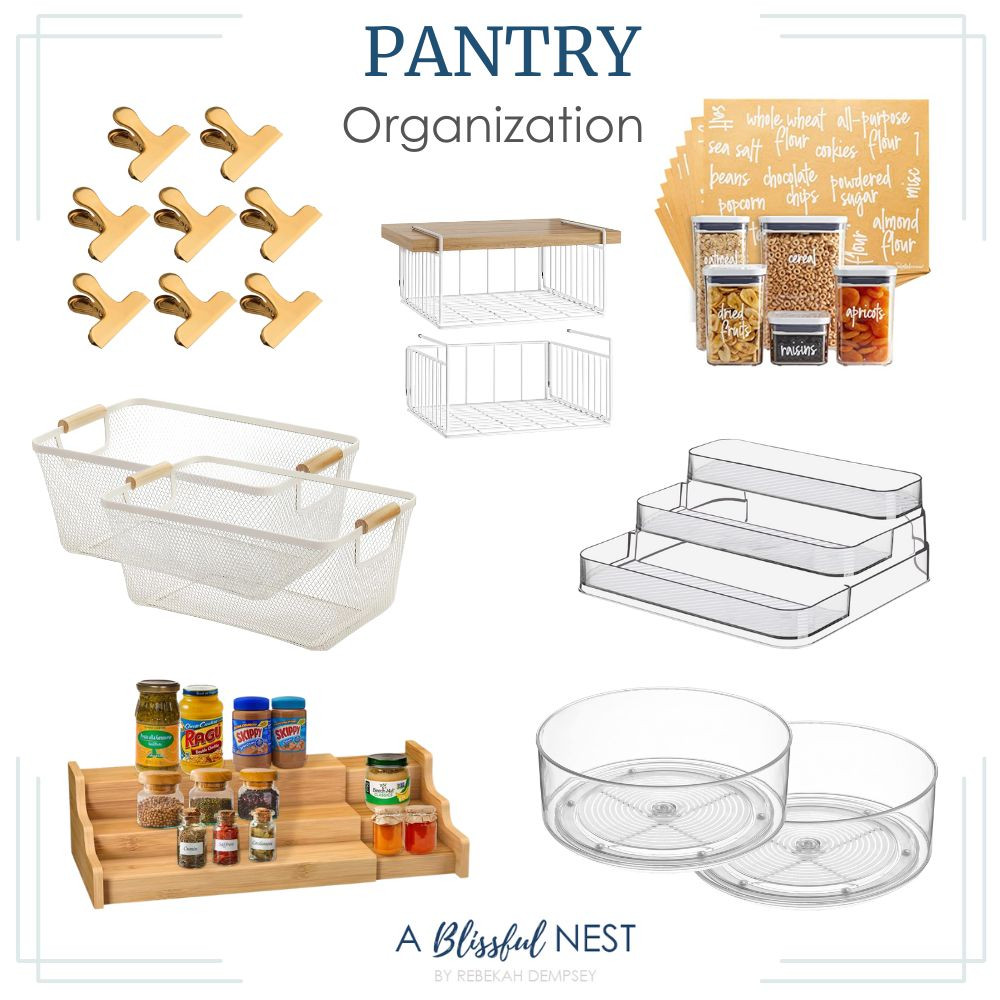 Practical pantry organizers you will use every day. Shop my picks.

bamboo spice rack, round plastic lazy Susan, metal mesh steel basket, acrylic spice rack, farmhouse pantry basket, pantry labels, chip bag clips #LTKFindsUnder50 #LTKFindsUnder100 

 #LTKHome