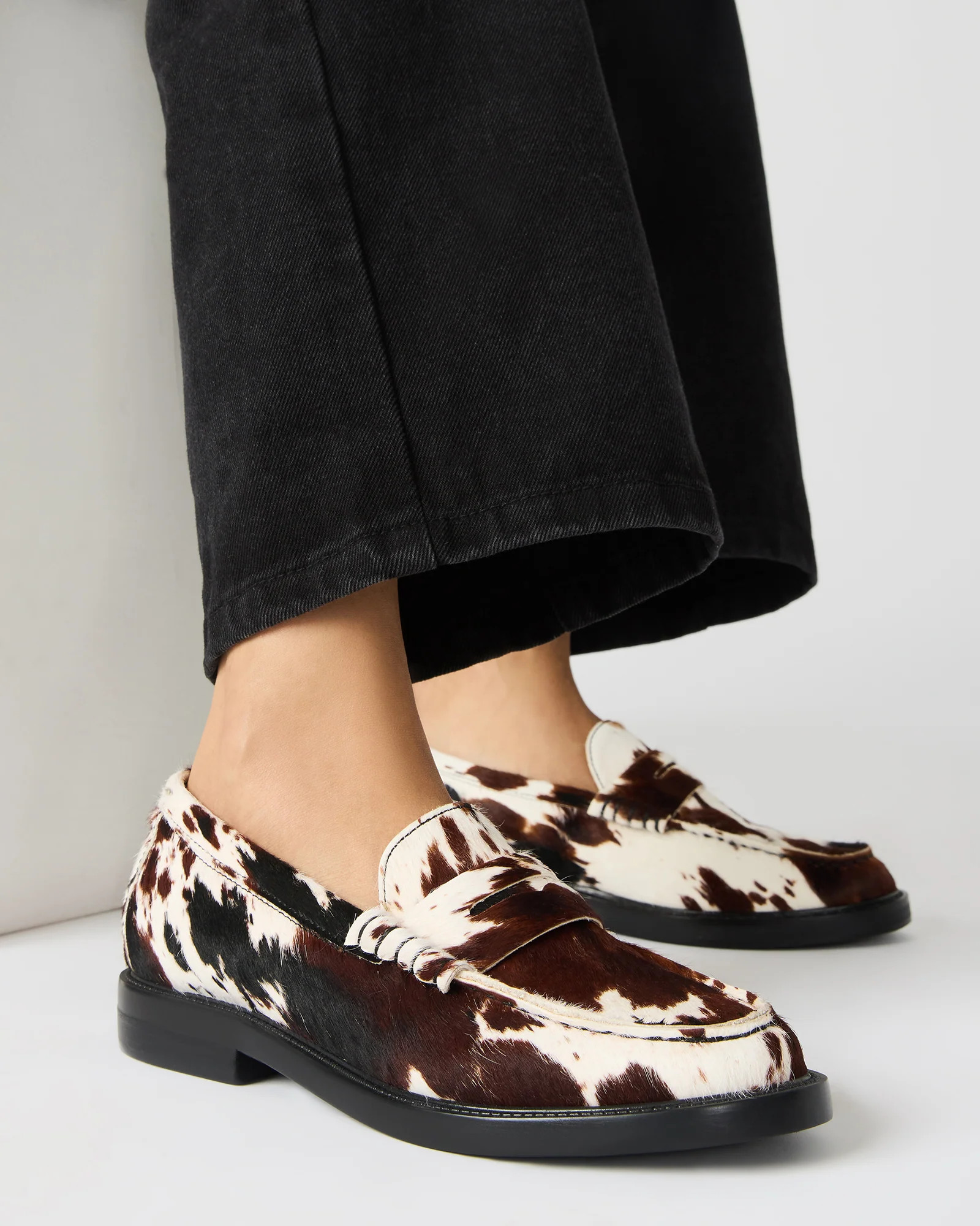MADISON Brown Cow Print Women's Penny Loafer | Steve Madden (US)