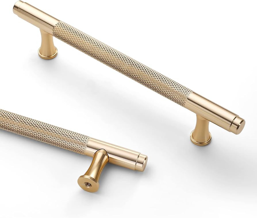 Asidrama 6 Pack 5 Inch(128mm) Knurled Gold Kitchen Cabinet Handles, Cabinet Pulls Kitchen Cabinet... | Amazon (US)