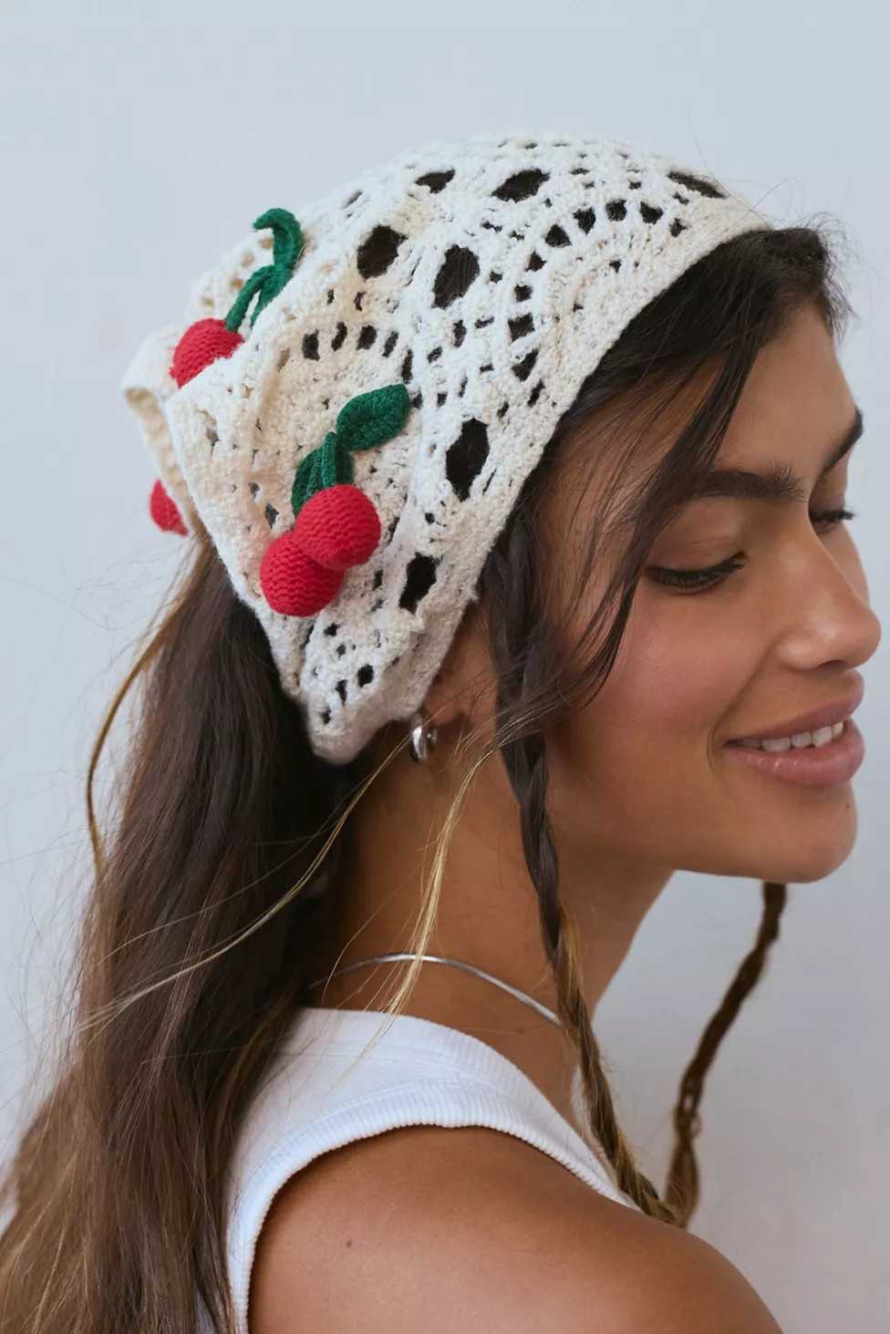 3D Cherry Crochet Headscarf | Urban Outfitters (US and RoW)