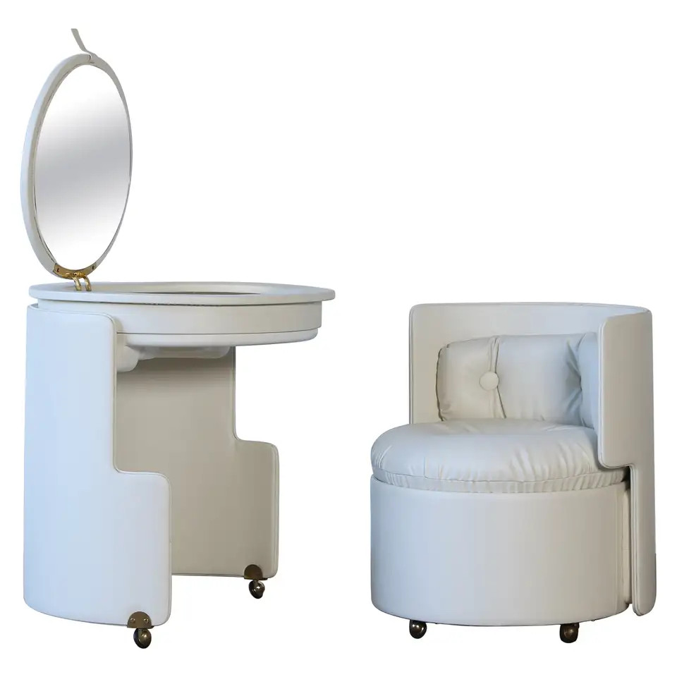 Luigi Massoni Dilly Dally Vanity Table and Chair, Poltrona Frau, Italy, 1960s | 1stDibs