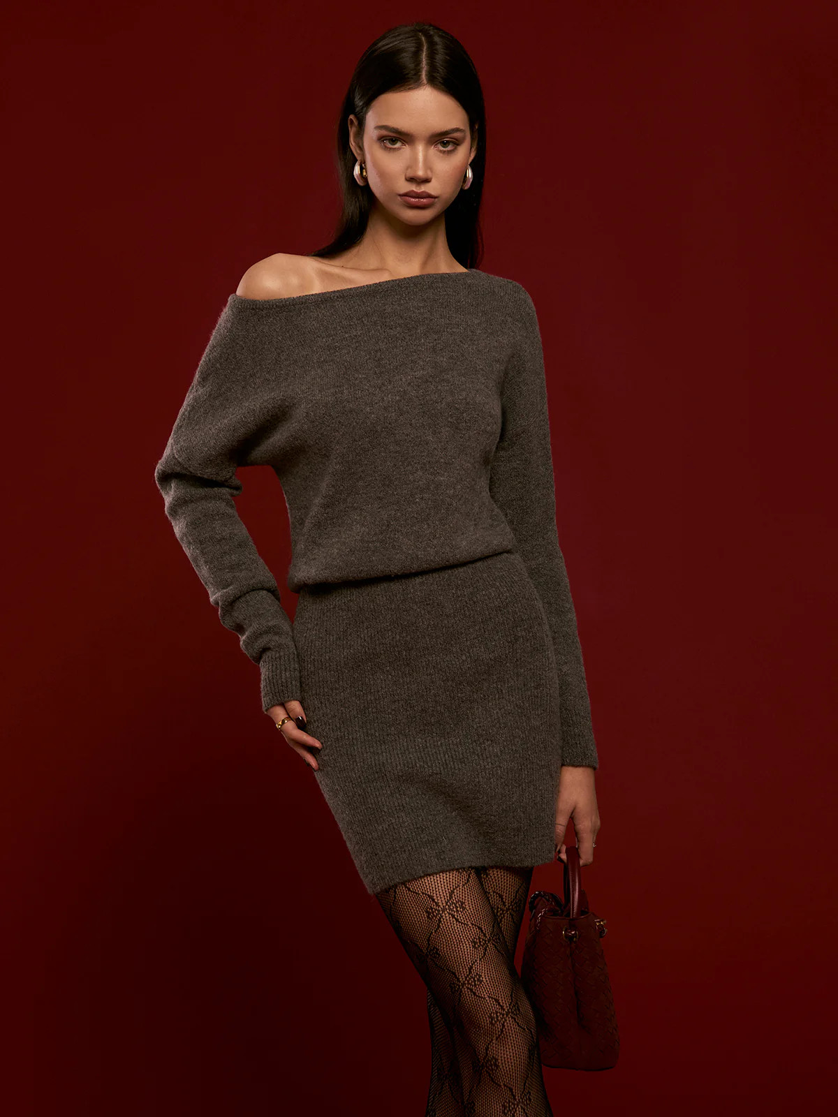 Wool-Blend Asymmetrical Sweater Dress | Commense