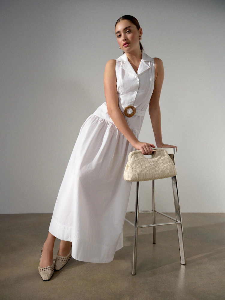 Buy White Ruched Neck Maxi Dress from Next United Arab Emirates | Next UAE