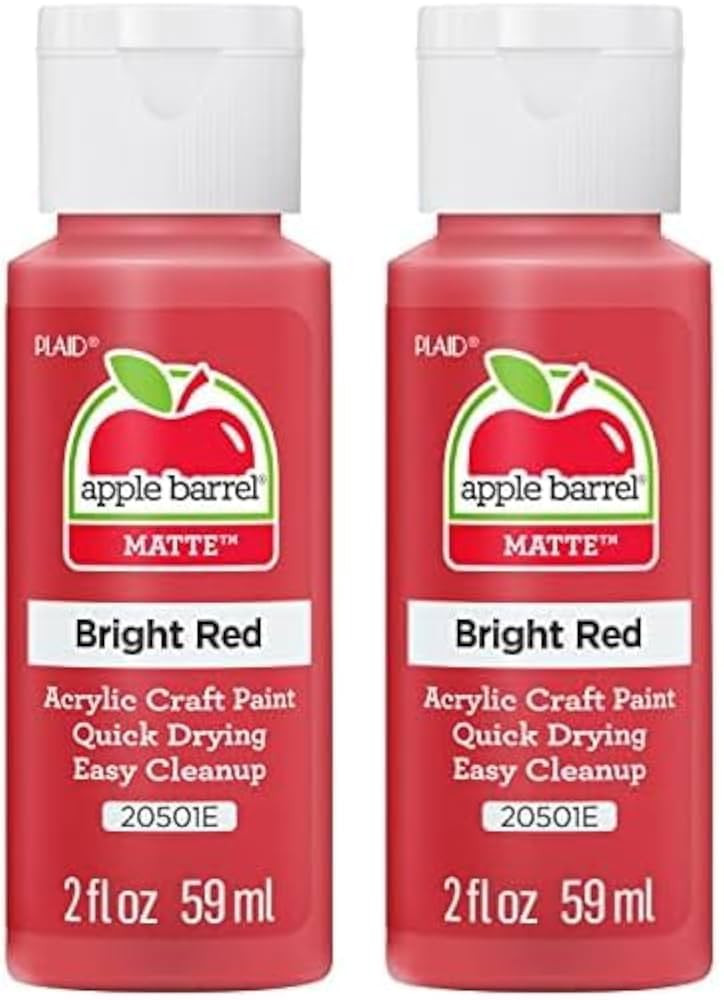 Apple Barrel Acrylic Paint in Assorted Colors (2 oz), 20501, Bright Red (Pack of 2) | Amazon (US)