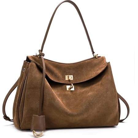 Genuine leather cowhide women's shoulder bag with detachable shoulder strap, flap buckle and unde... | Amazon (US)