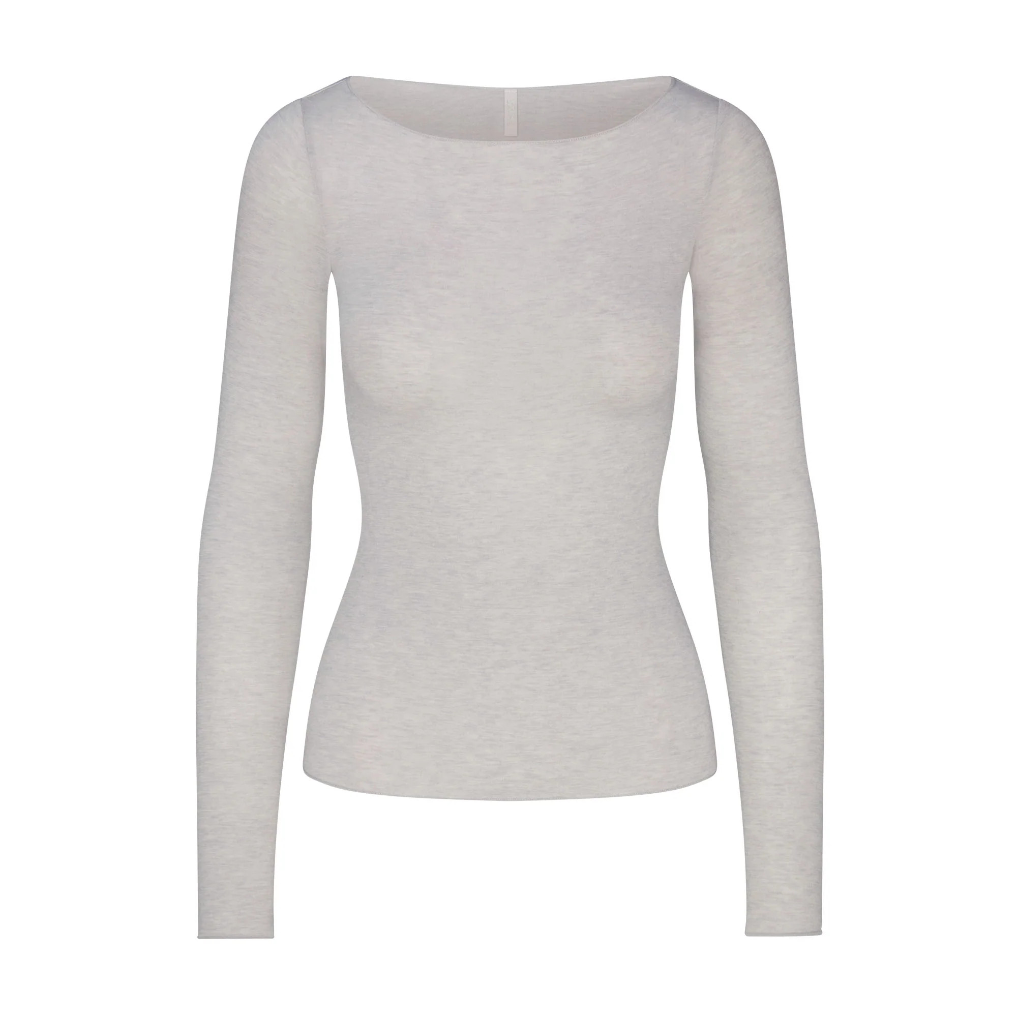 SHEER MODAL LONG SLEEVE BOATNECK TOP | HEATHER GREY | SKIMS | SKIMS (US)