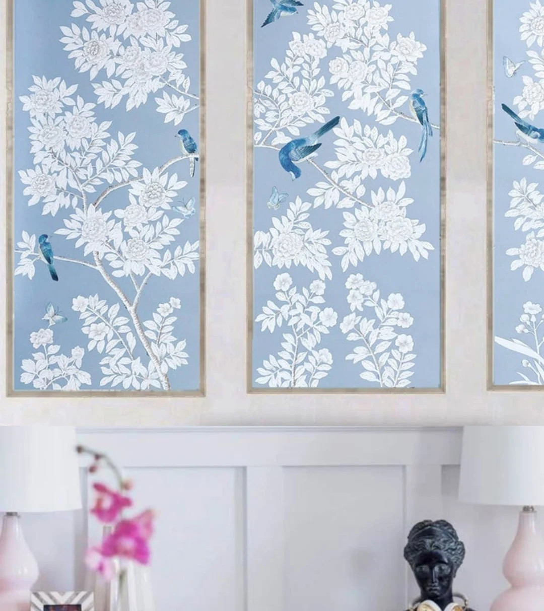 24 53french Blue Chinoiserie Panels - Etsy | Etsy (US)