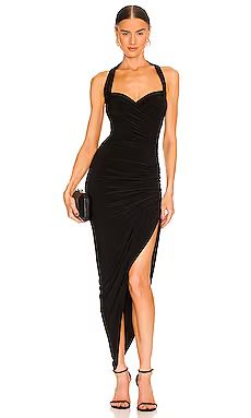 Norma Kamali Cayla Side Drape Gown in Black from Revolve.com | Revolve Clothing (Global)