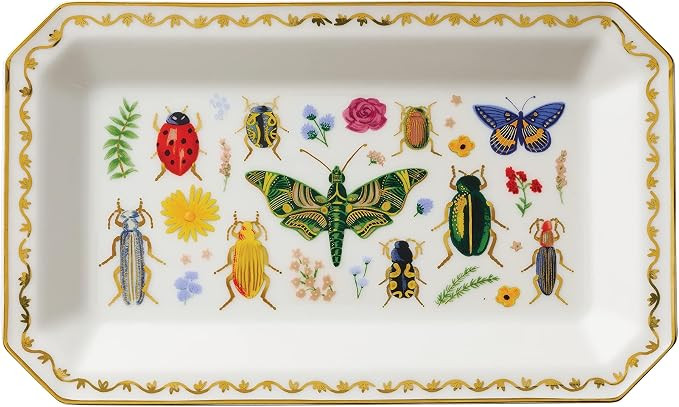 RIFLE PAPER CO. Curio Porcelain Large Catchall Tray, Gilded Accents & Rim | 10" L x 6" W x 1" H, ... | Amazon (US)