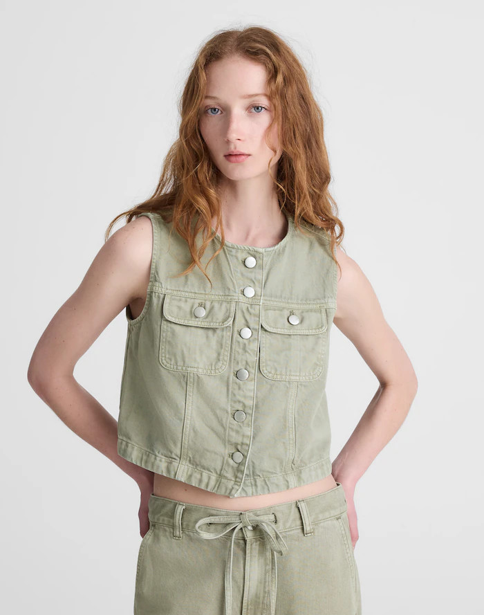 Cropped Vest in Airy Denim | Madewell