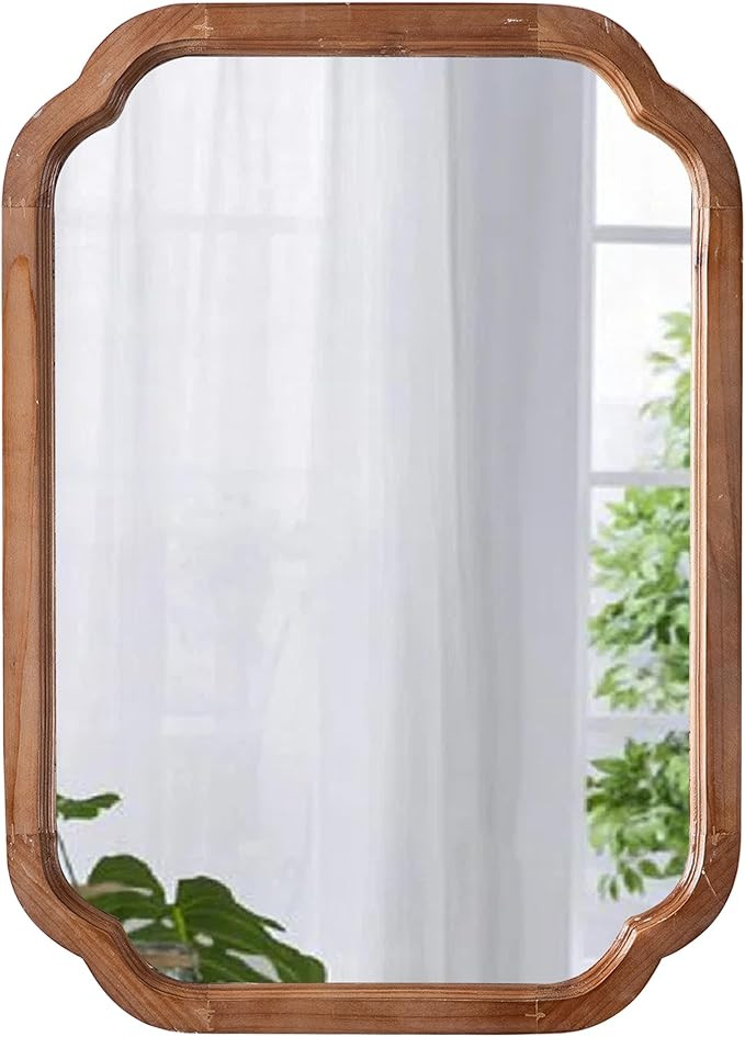 Farmhouse Mirrors for Wall Decor 17 X 24 Inch, Distressed Wood Frame Bathroom Mirrors for Over Si... | Amazon (US)
