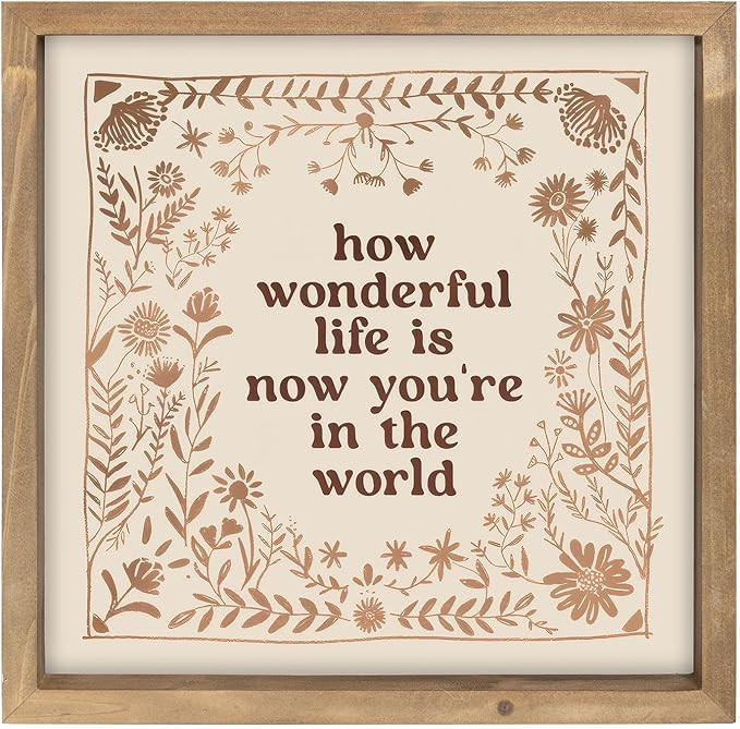 pechpell 11.8 Inch How Wonderful Life Is Now You're In The World Sign, Wooden Nursery Wall Decor,... | Amazon (US)