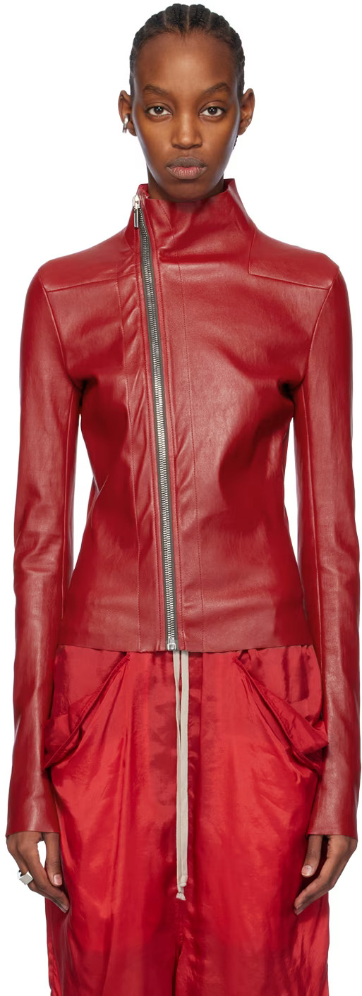 Red Gary Leather Jacket | SSENSE