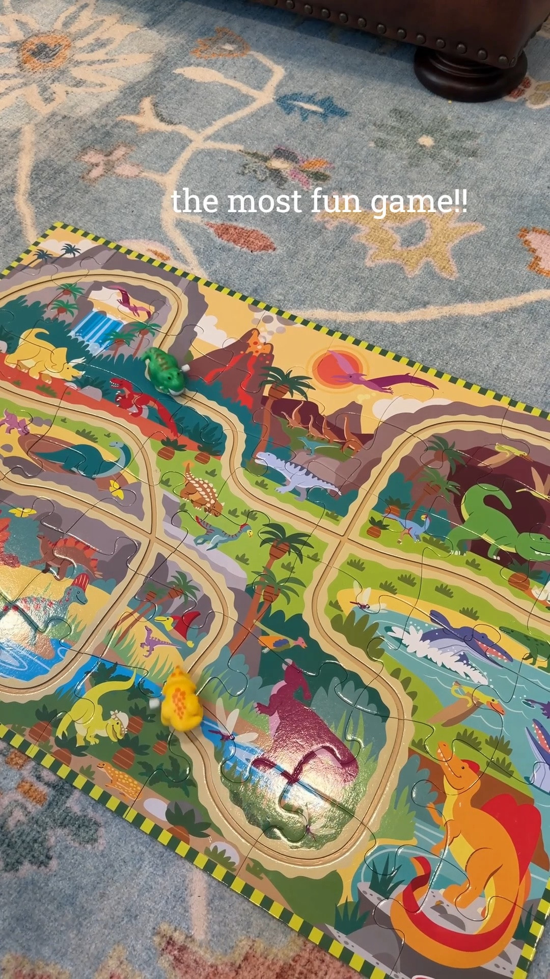 Quality time with my middle while my youngest naps // this puzzle comes with two wind-up dinosaurs so once you’re done putting it together the dinosaurs can race on the track. We’ve given this as a birthday gift as few times and it’s always a hit!