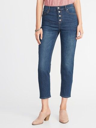 Mid-Rise Button-Fly Straight Ankle Jeans for Women | Old Navy US