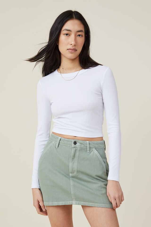 Staple Rib Crew Neck Long Sleeve Top | Cotton On (ANZ)