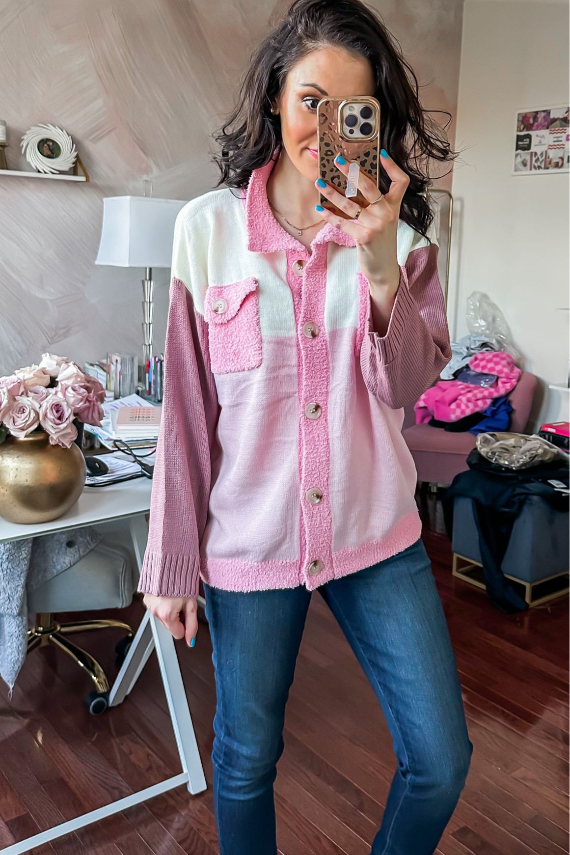 Pink sweater shacket — 20% off with pink Lily discount code ERICA20 💗 SO comfy — it’s totally knit, soft and not itchy! 🙌🏼  Valentine’s Day outfit #valentinesday 

#LTKunder50 #LTKbump #LTKSeasonal