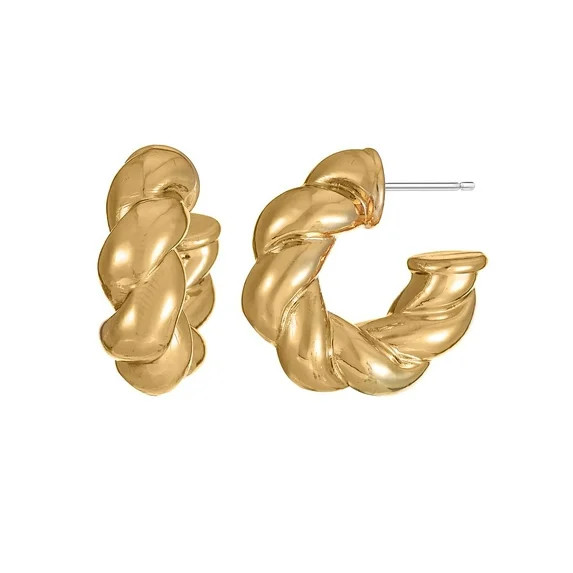 Time and Tru Women's Chunky Goldtone Twist Hoop Earring - Walmart.com | Walmart (US)