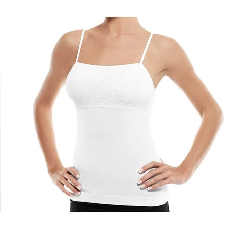 Lupo Women s Laced Cami Tank Top White One-Size | Walmart (US)